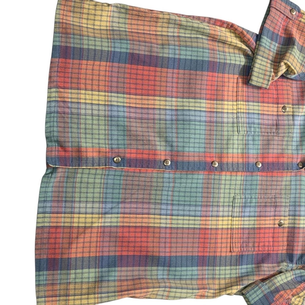 90s Pastel Plaid Shirt Shoulder Pads Grannycore Button-up